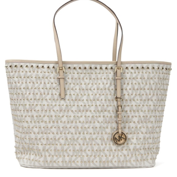 Michael Kors Handbags - Limited edition MICHAEL Kors Signature Jet Set Gold Studded tote bag